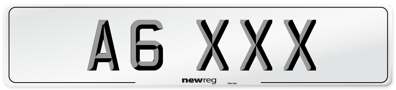 A6 XXX Number Plate from New Reg